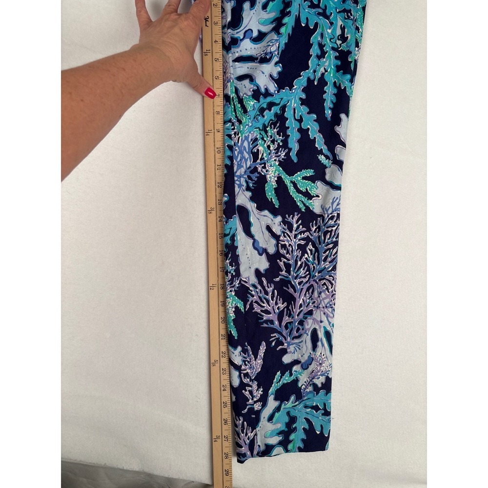 Lilly Pulitzer Kelly Ankle Pants Blue Purple Coral Reef Print Womens 8 Slim Leg - Picture 7 of 9